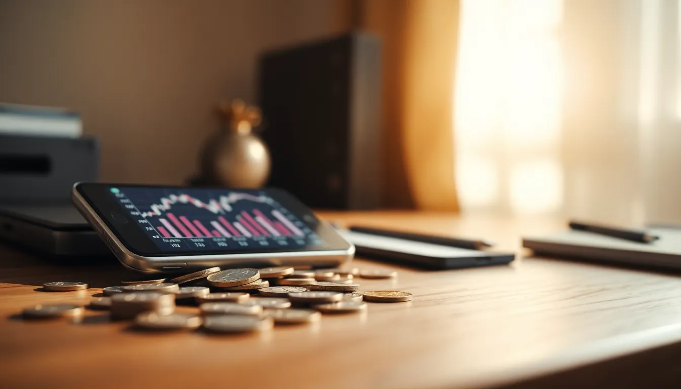 MZ세대 투자자들이 모바일로 주식 차트를 분석하는 모습