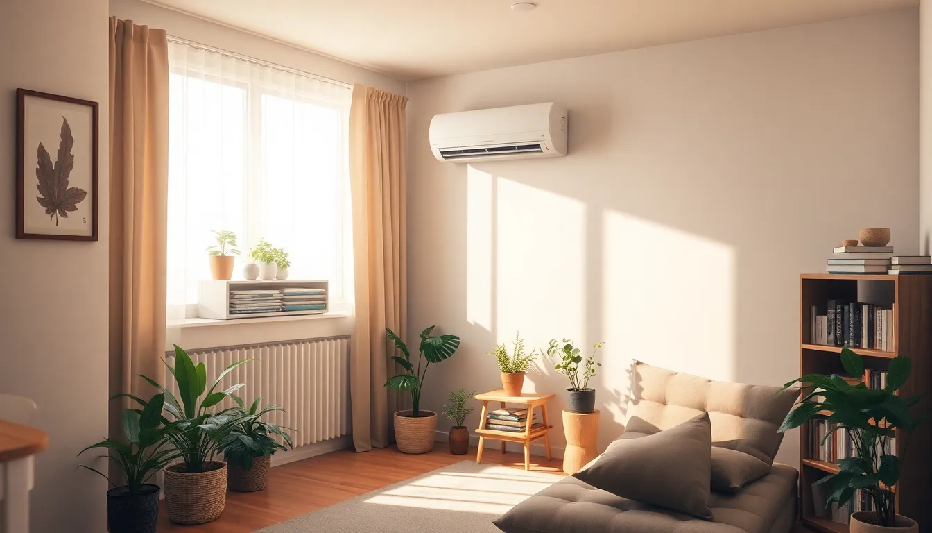 시원한 원룸에서 에어컨을 사용하는 1인 가구의 모습