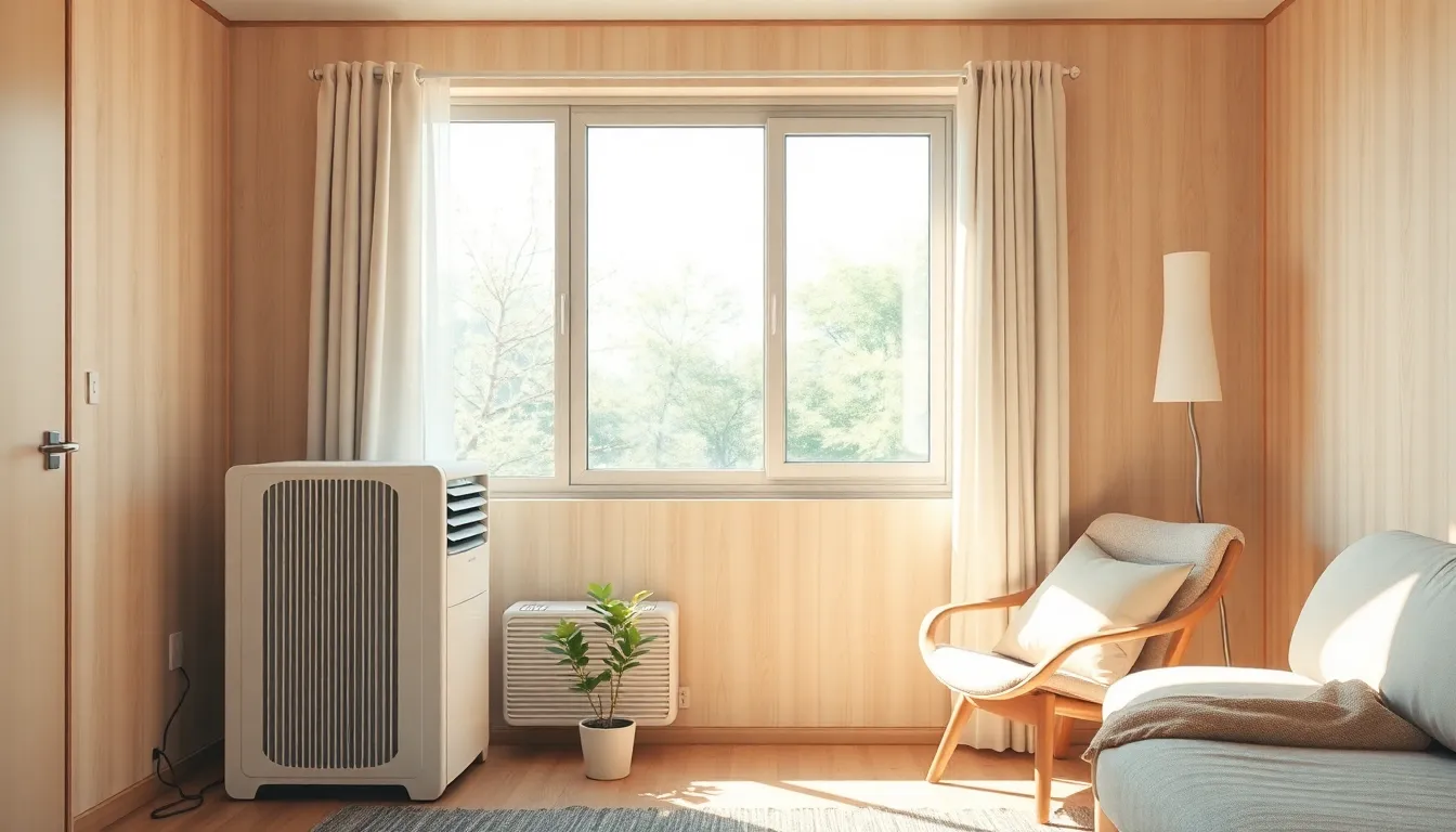 시원한 실내에서 에어컨을 사용하며 휴식하는 모습