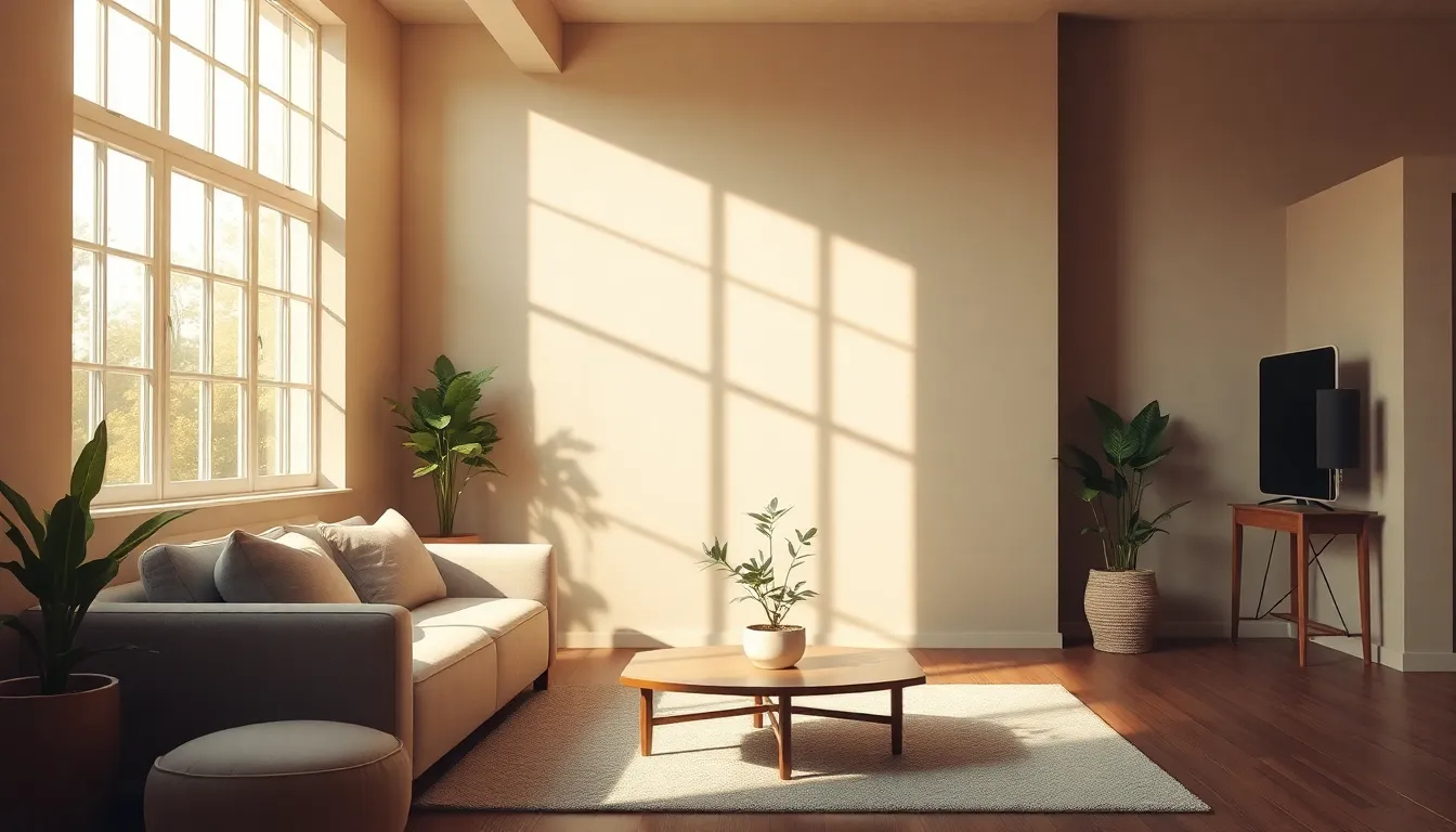 행복한 신혼부부가 새로운 보금자리를 바라보는 모습