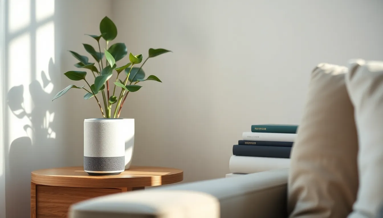 스마트홈 기기들이 AI 스피커를 중심으로 연결된 모습