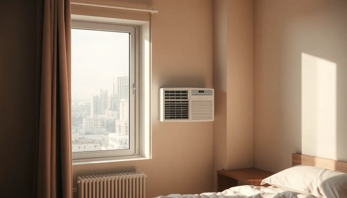 에어컨이 설치된 깔끔한 원룸 인테리어