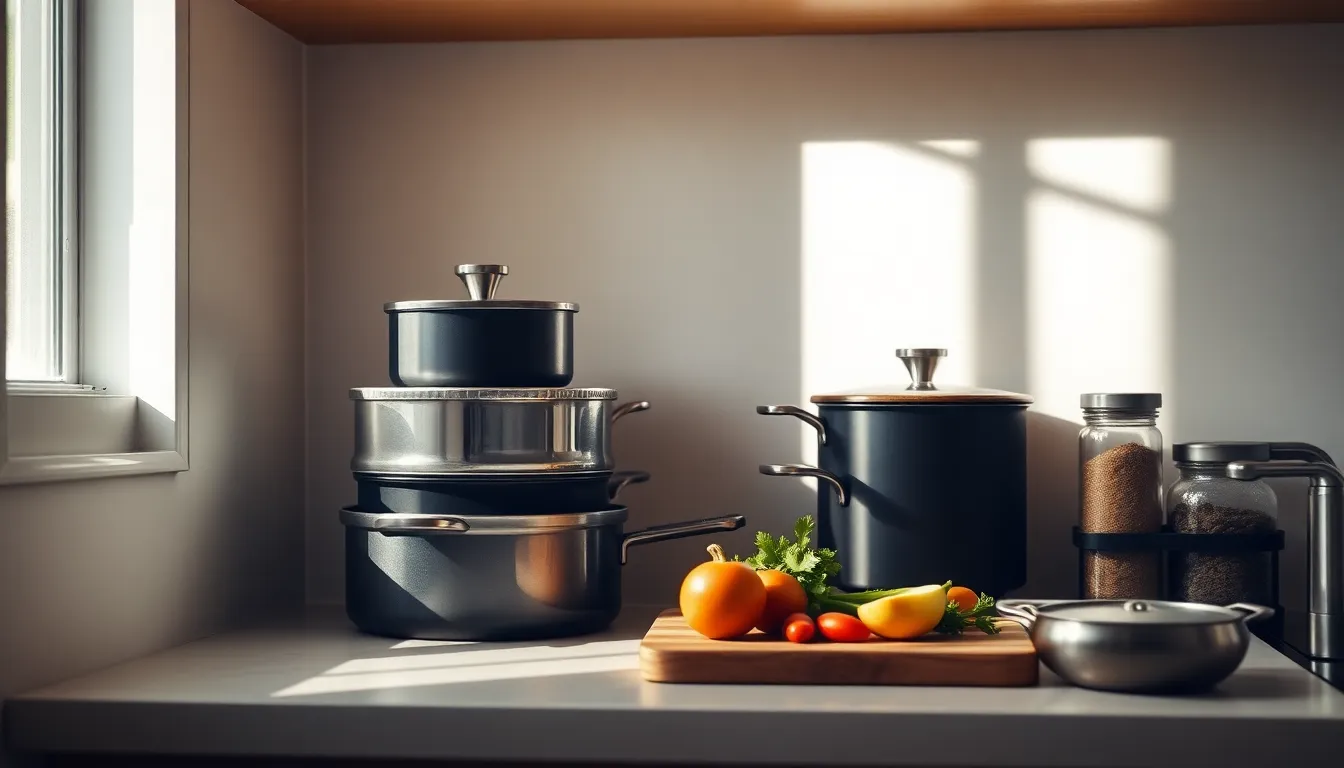 1인 가구 주방의 깔끔하고 효율적인 미니멀리즘 조리대 모습