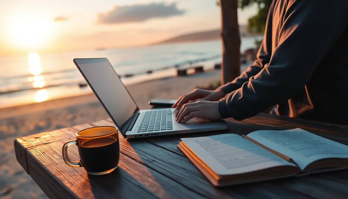 세계 여러 도시에서 노트북으로 작업하는 디지털 노마드의 모습