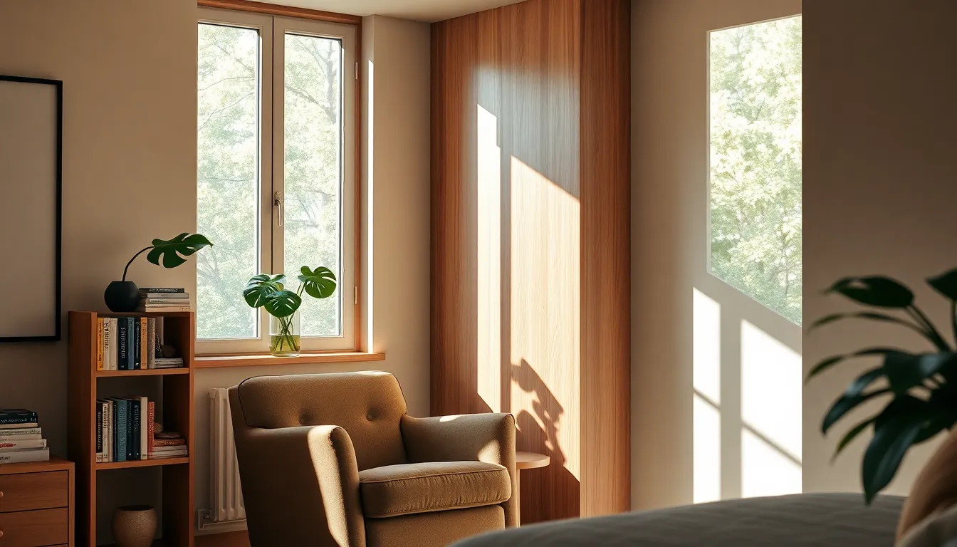 스마트홈 기술이 적용된 MZ세대 1인가구의 모던한 거실 공간