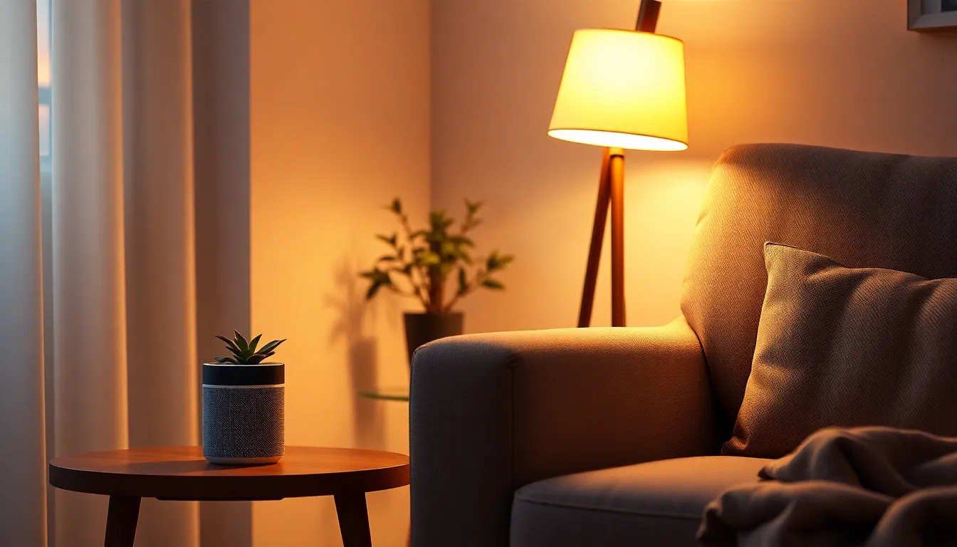 AI 스피커와 연결된 스마트홈 기기 이미지